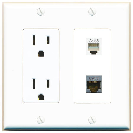 CAT6-SHIELDED PHONE Wall Plate [White]