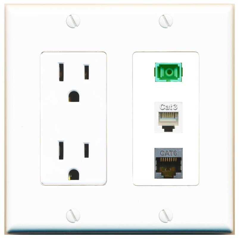 1 CAT6-SHIELDED 1 PHONE 1 SC-APC-SX Wall Plate [White]