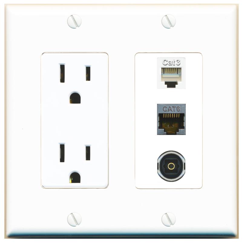 1 CAT6-SHIELDED 1 PHONE 1 TOSLINK Wall Plate [White]