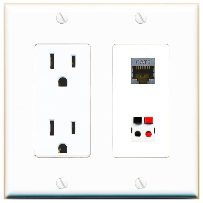 CAT6-SHIELDED SPEAKER Wall Plate [White]