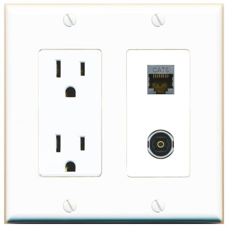 CAT6-SHIELDED TOSLINK Wall Plate [White]