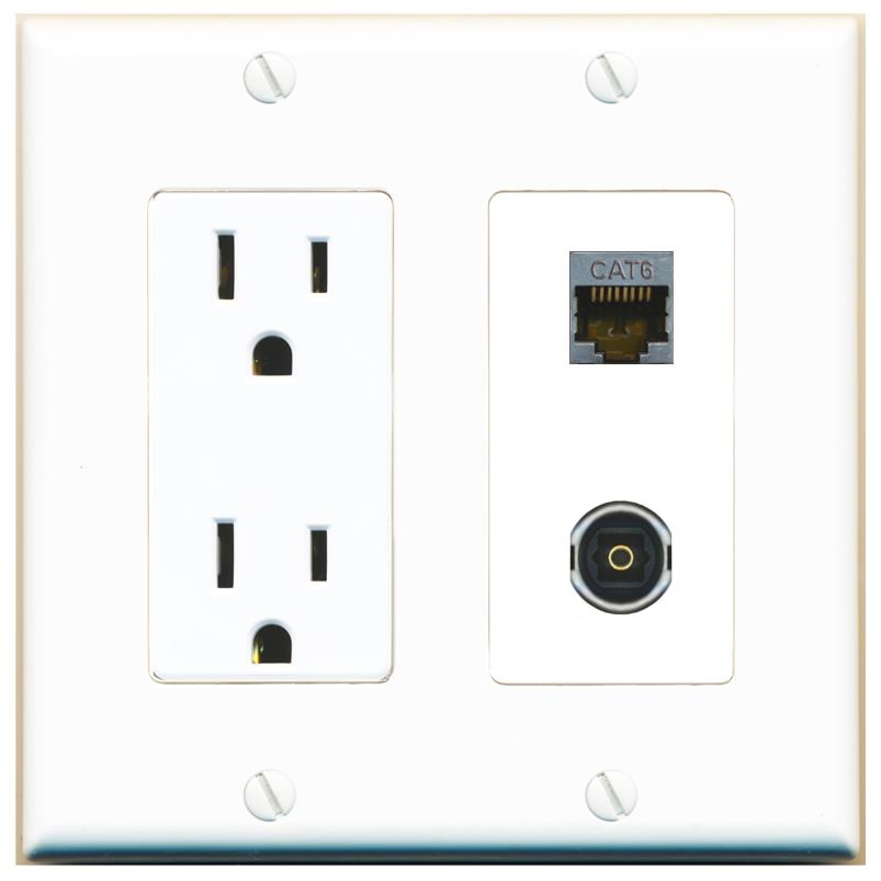 CAT6-SHIELDED TOSLINK Wall Plate [White]