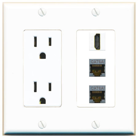 2 CAT6A 1 HDMI Wall Plate [White]