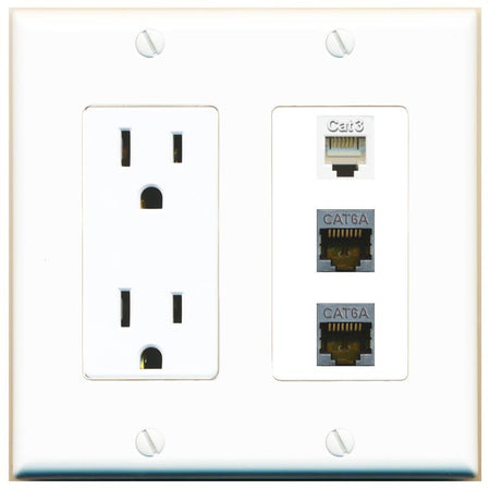 2 CAT6A 1 PHONE Wall Plate [White]