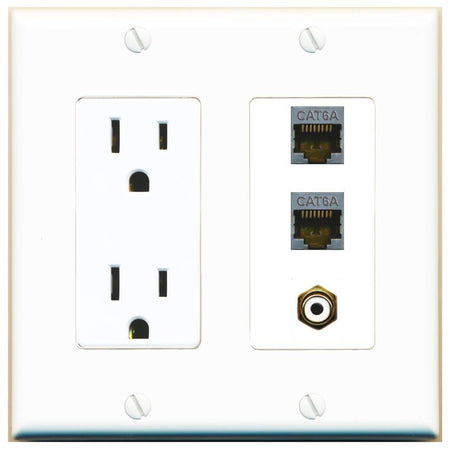 2 CAT6A 1 RCA-WHITE Wall Plate [White]