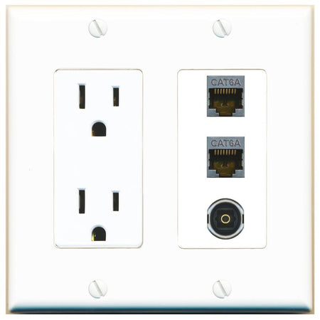2 CAT6A 1 TOSLINK Wall Plate [White]
