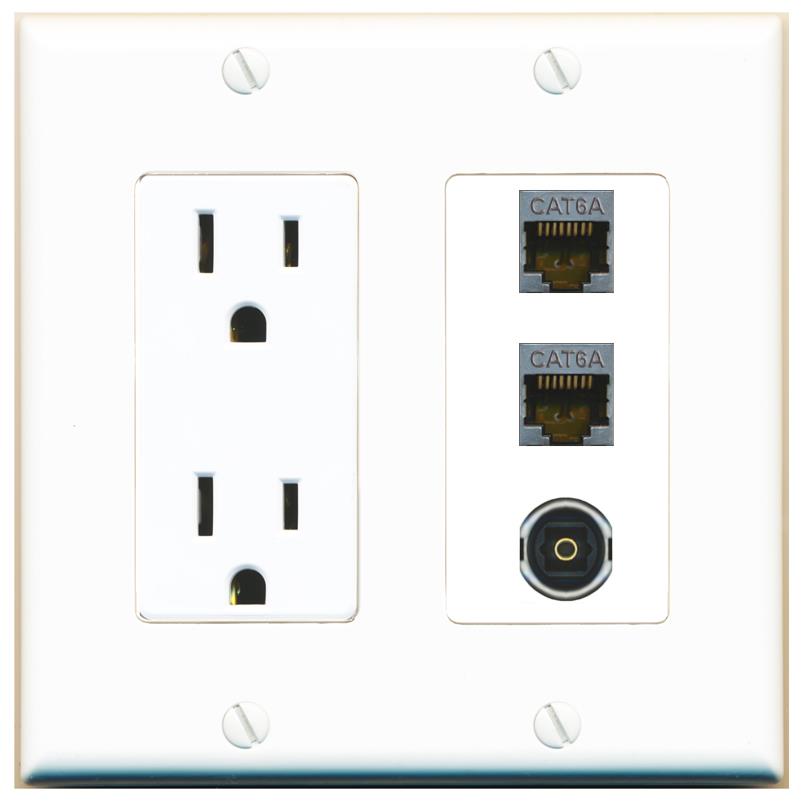 2 CAT6A 1 TOSLINK Wall Plate [White]