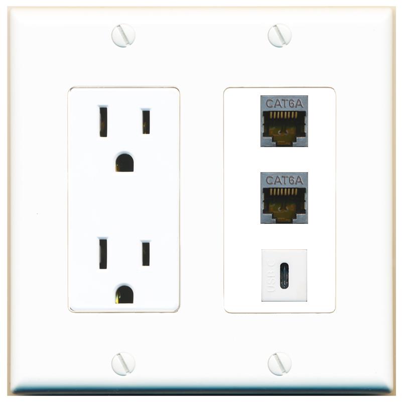 2 CAT6A 1 USBC Wall Plate [White]