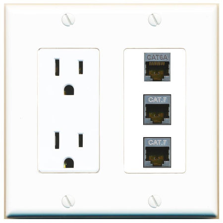 1 CAT6A 2 CAT7 Wall Plate [White]