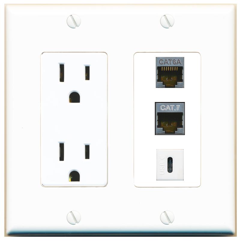 1 CAT6A 1 CAT7 1 USBC Wall Plate [White]