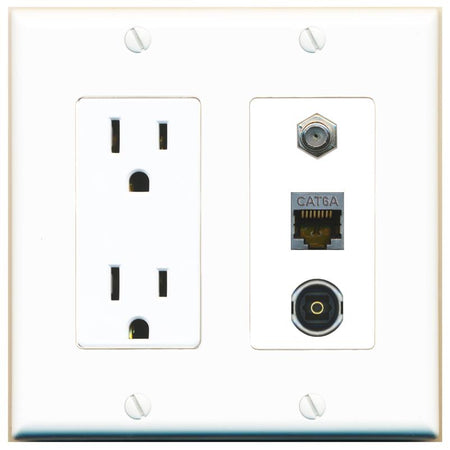 1 CAT6A 1 COAX 1 TOSLINK Wall Plate [White]