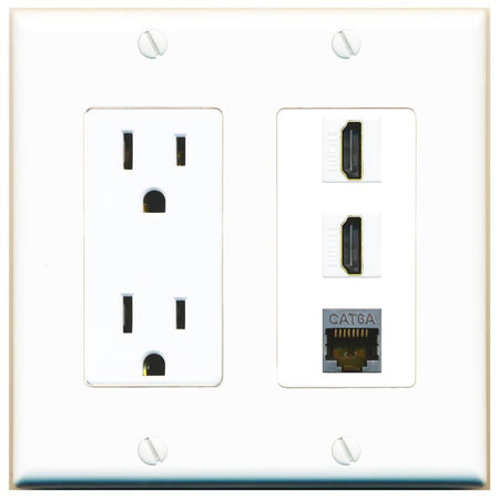 1 CAT6A 2 HDMI Wall Plate [White]