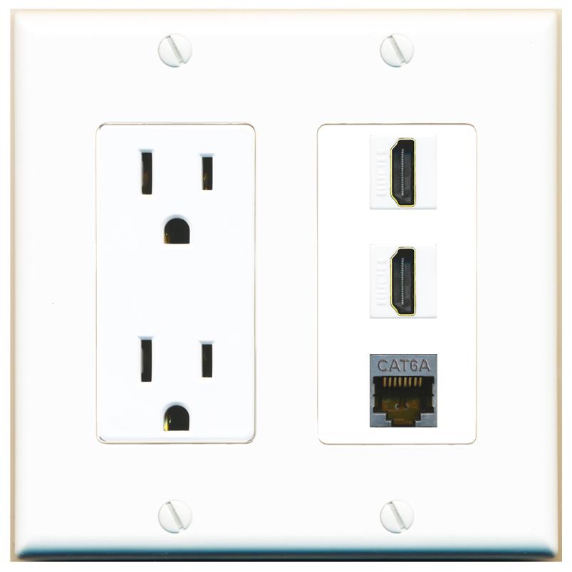 1 CAT6A 2 HDMI Wall Plate [White]