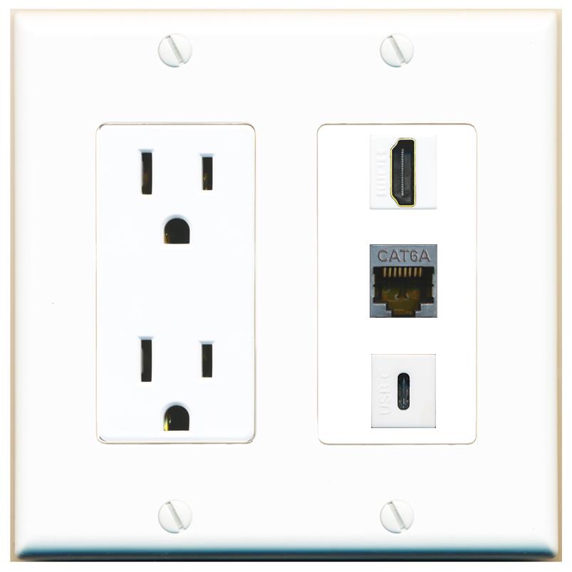 1 CAT6A 1 HDMI 1 USBC Wall Plate [White]