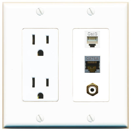 1 CAT6A 1 PHONE 1 RCA-WHITE Wall Plate [White]