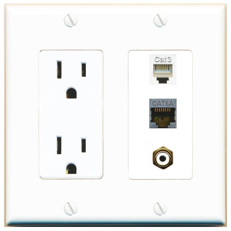 1 CAT6A 1 PHONE 1 RCA-WHITE Wall Plate [White]