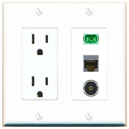 1 CAT6A 1 SC-APC-SX 1 TOSLINK Wall Plate [White]