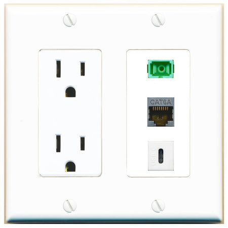 1 CAT6A 1 SC-APC-SX 1 USBC Wall Plate [White]