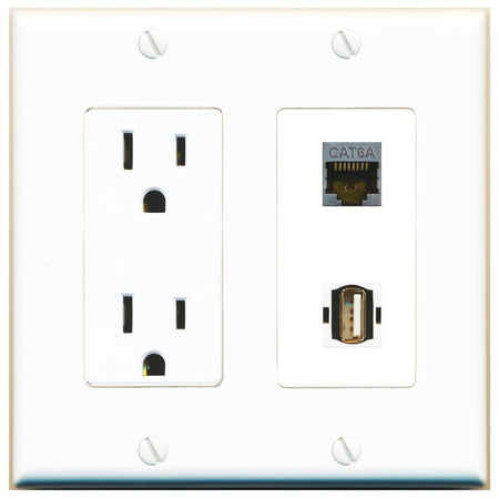 CAT6A USB2 Wall Plate [White]
