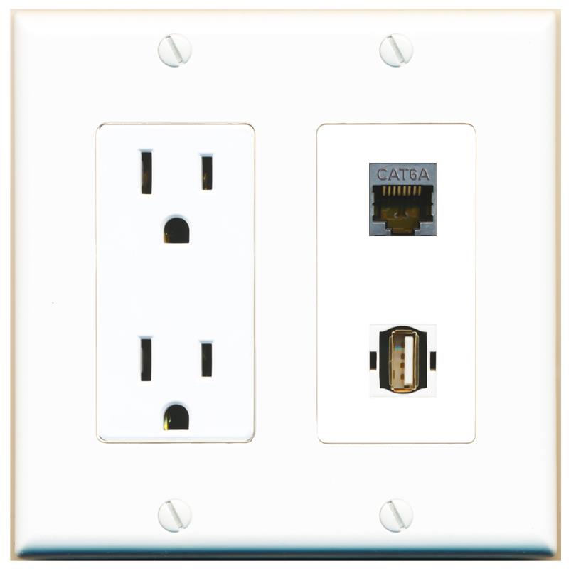 CAT6A USB2 Wall Plate [White]
