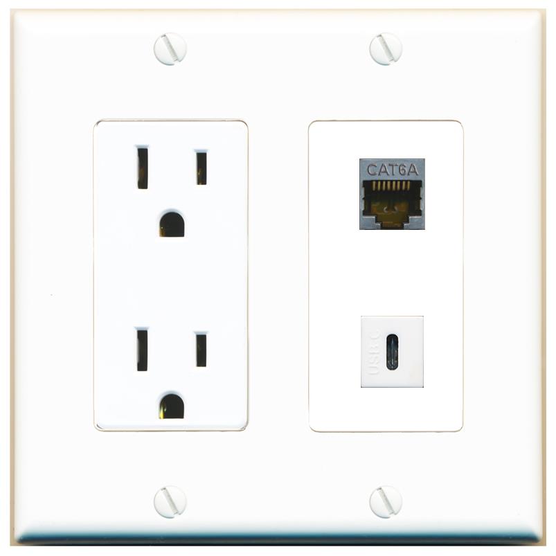 CAT6A USBC Wall Plate [White]