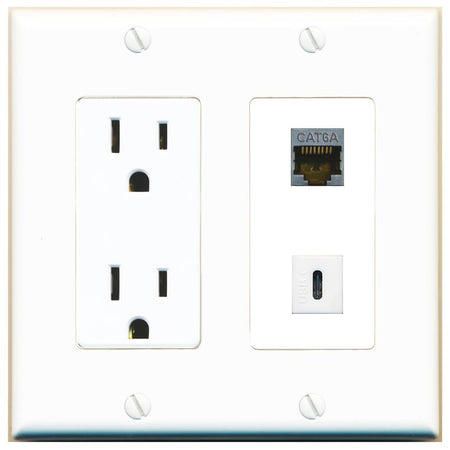CAT6A USBC Wall Plate [White]