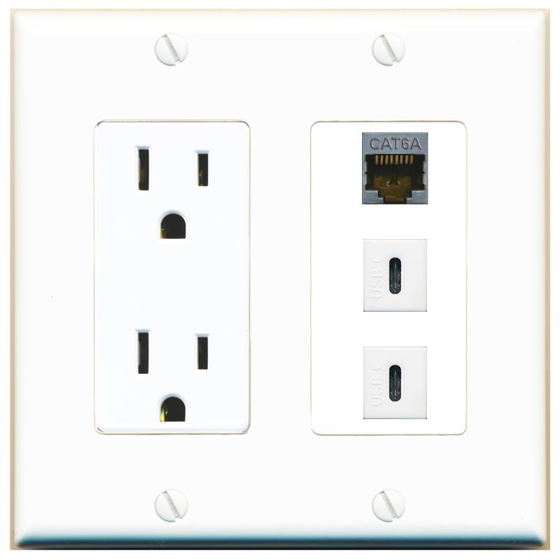 1 CAT6A 2 USBC Wall Plate [White]