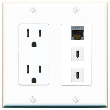 1 CAT6A 2 USBC Wall Plate [White]