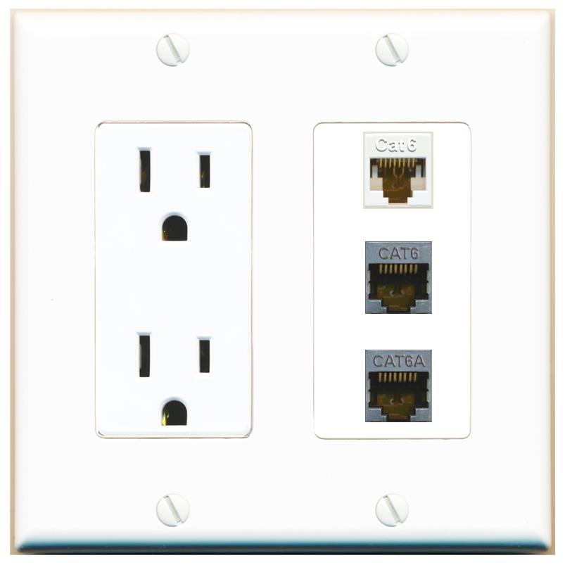 1 CAT6 1 CAT6-SHIELDED 1 CAT6A Wall Plate [White]