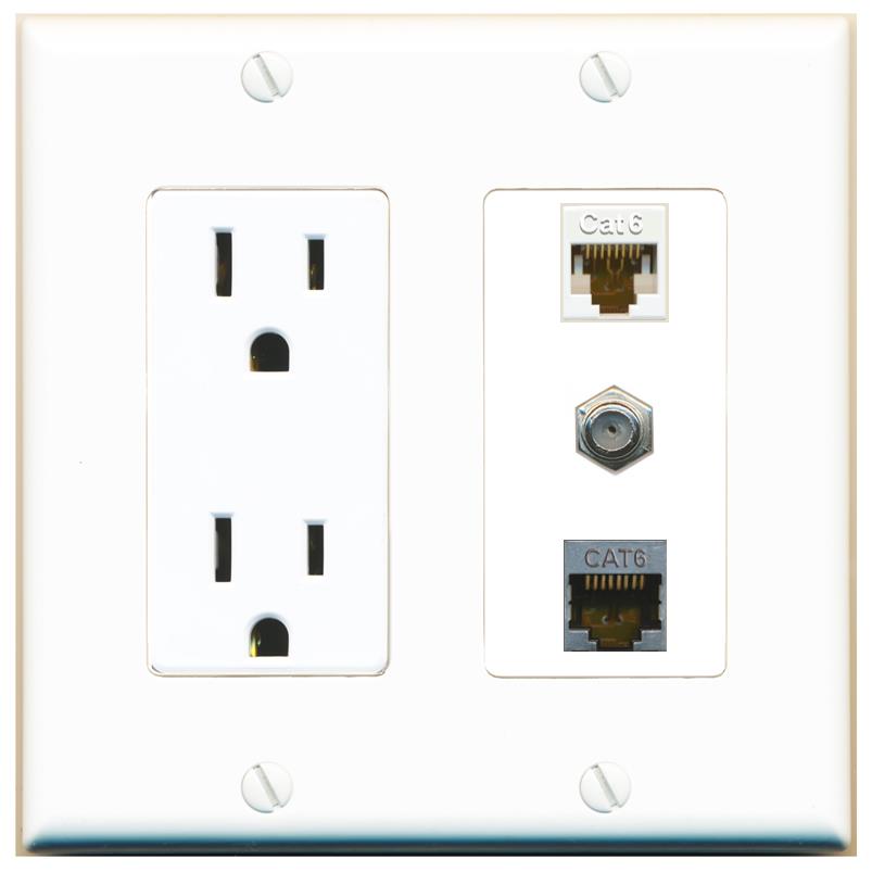 1 CAT6 1 CAT6-SHIELDED 1 COAX Wall Plate [White]