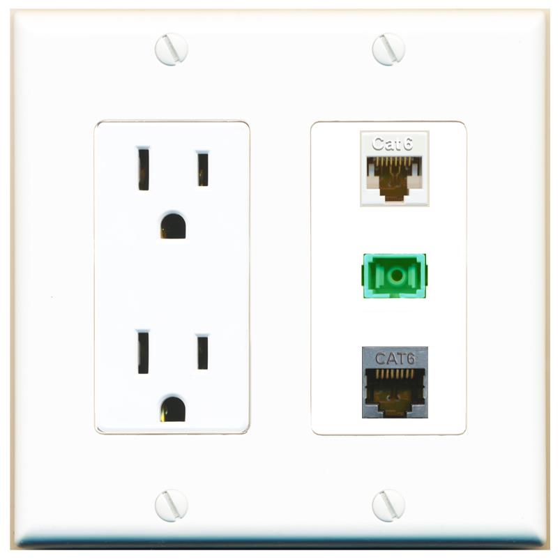 1 CAT6 1 CAT6-SHIELDED 1 SC-APC-SX Wall Plate [White]