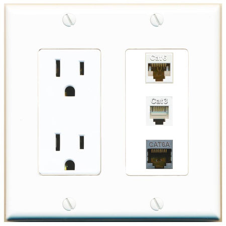 1 CAT6 1 CAT6A 1 PHONE Wall Plate [White]