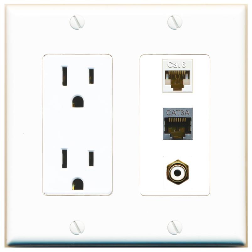 1 CAT6 1 CAT6A 1 RCA-WHITE Wall Plate [White]