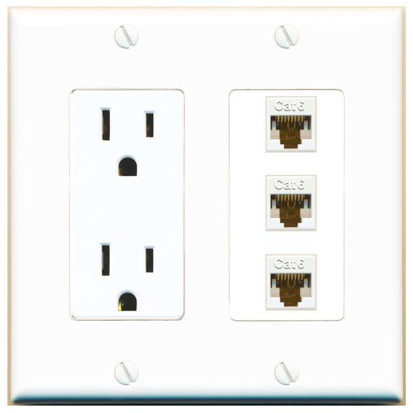 3 CAT6 Wall Plate [White]