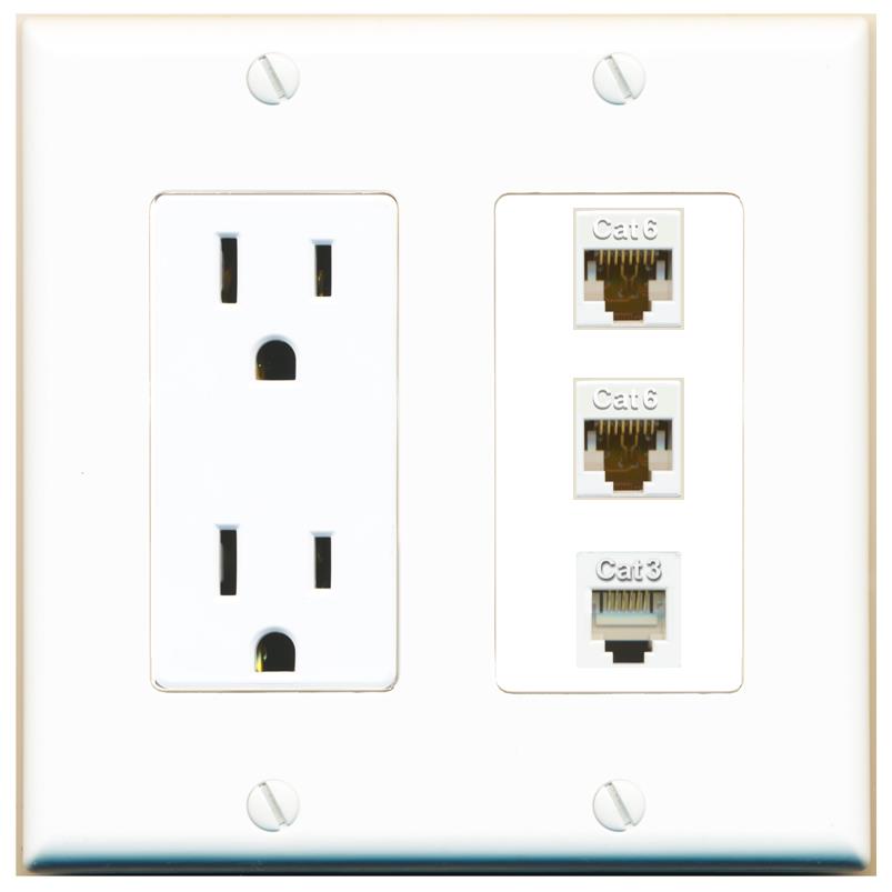 2 CAT6 1 PHONE Wall Plate [White]
