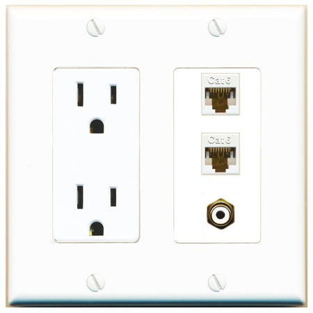 2 CAT6 1 RCA-WHITE Wall Plate [White]