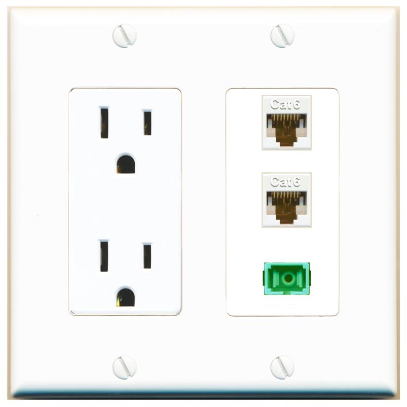 2 CAT6 1 SC-APC-SX Wall Plate [White]