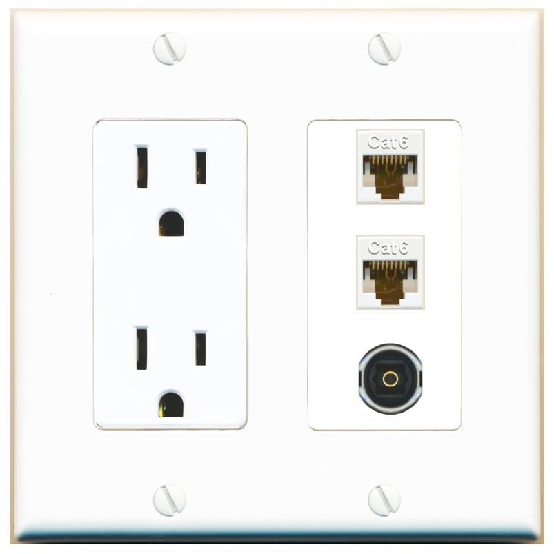 2 CAT6 1 TOSLINK Wall Plate [White]