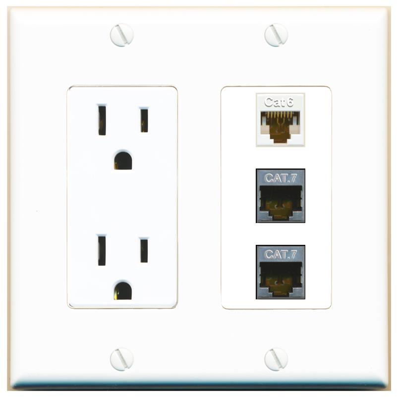 1 CAT6 2 CAT7 Wall Plate [White]