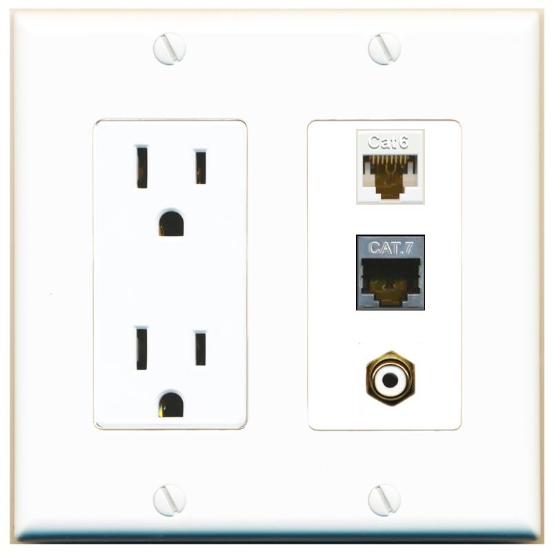 1 CAT6 1 CAT7 1 RCA-WHITE Wall Plate [White]