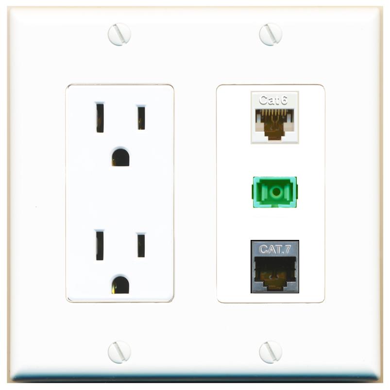 1 CAT6 1 CAT7 1 SC-APC-SX Wall Plate [White]