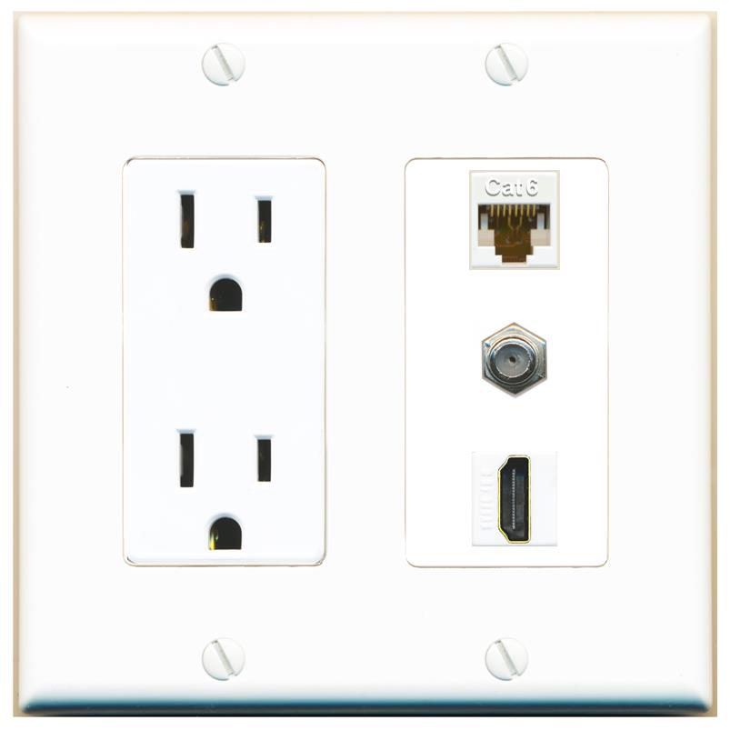 1 CAT6 1 COAX 1 HDMI Wall Plate [White]