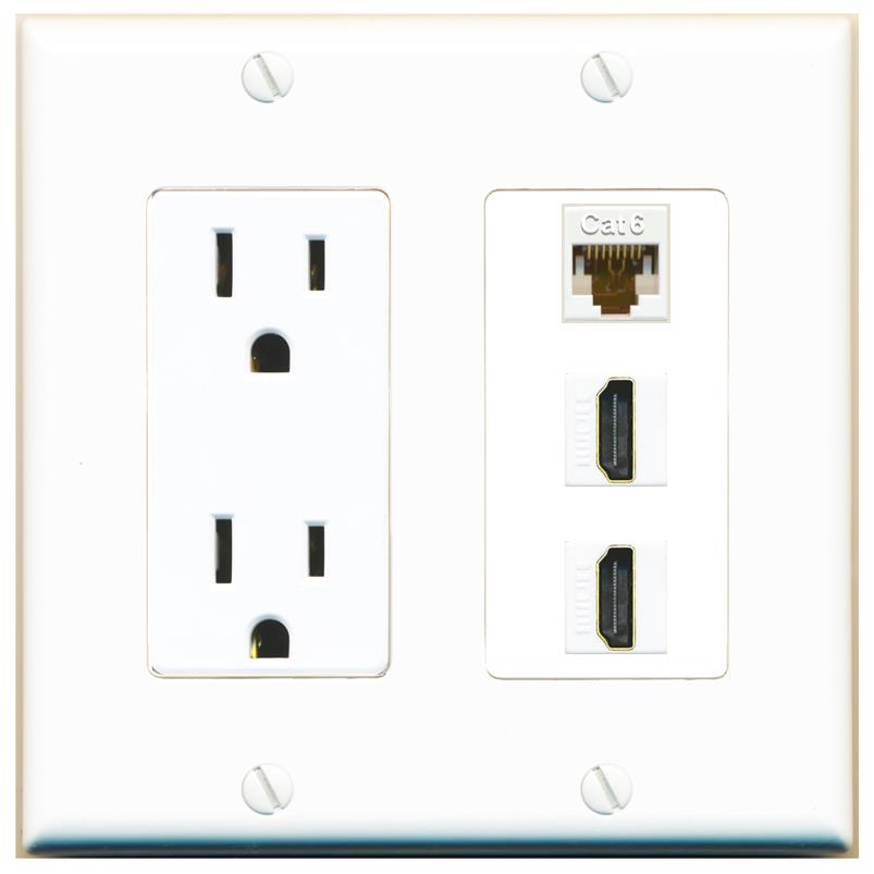 1 CAT6 2 HDMI Wall Plate [White]