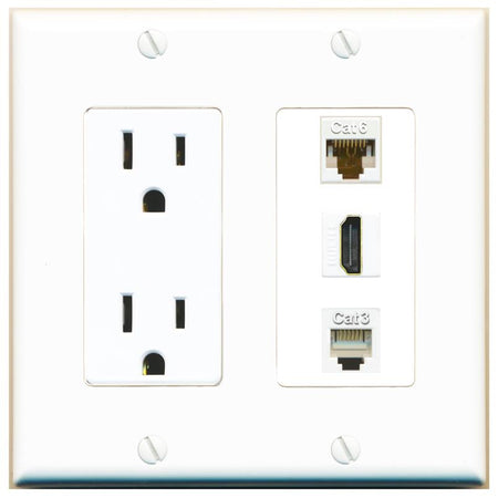 1 CAT6 1 HDMI 1 PHONE Wall Plate [White]