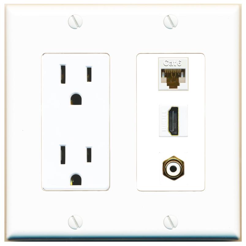 1 CAT6 1 HDMI 1 RCA-WHITE Wall Plate [White]