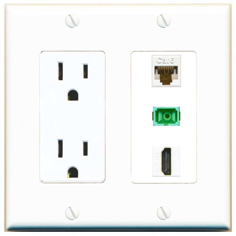 1 CAT6 1 HDMI 1 SC-APC-SX Wall Plate [White]