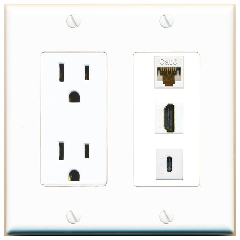 1 CAT6 1 HDMI 1 USBC Wall Plate [White]