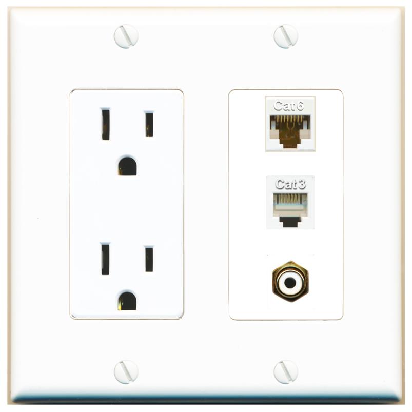 1 CAT6 1 PHONE 1 RCA-WHITE Wall Plate [White]