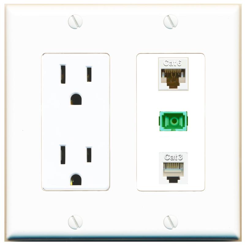 1 CAT6 1 PHONE 1 SC-APC-SX Wall Plate [White]