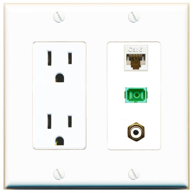 1 CAT6 1 RCA-WHITE 1 SC-APC-SX Wall Plate [White]